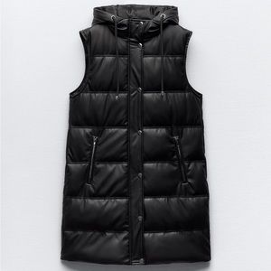 Zara long faux leather vest